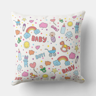 A sweet colorful baby design throw pillow