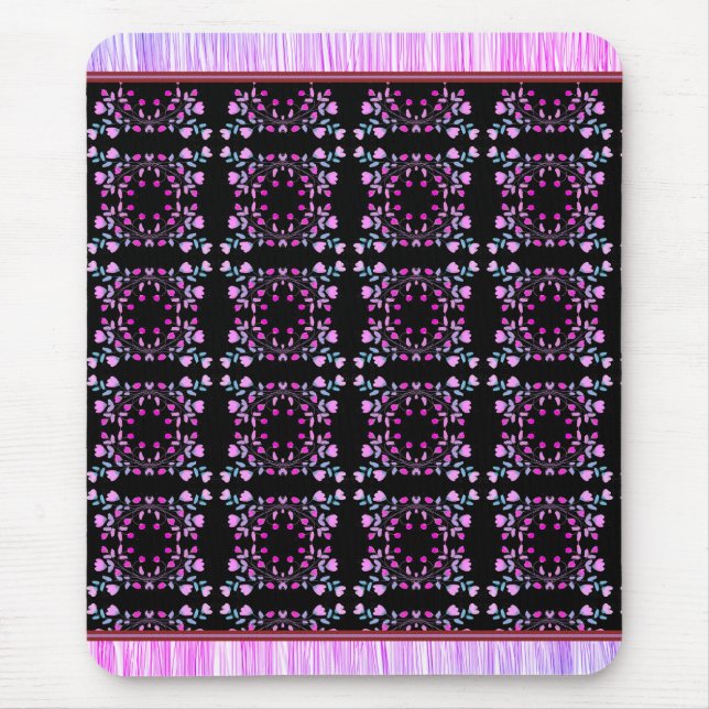 A Sweet Dainty Flowered Print Rug Style Mouse Pad (Front)