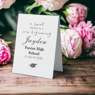 A Sweet End to a New Beginning Graduation Candy Table Tent