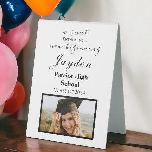 A Sweet End to a New Beginning Graduation Photo Table Tent