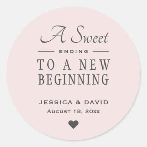A Sweet Ending Blush Wedding Favor Sticker