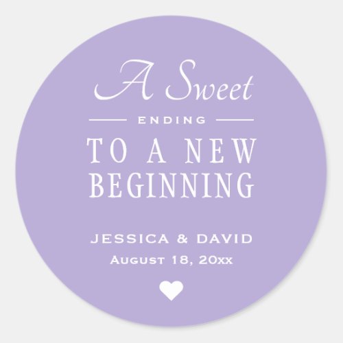 A Sweet Ending Lavender Wedding Favor Sticker
