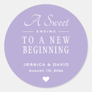 A Sweet Ending Lavender Wedding Favor Sticker