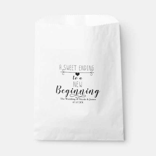A Sweet Ending New Beginning Chic Wedding Favor Bag (Front)