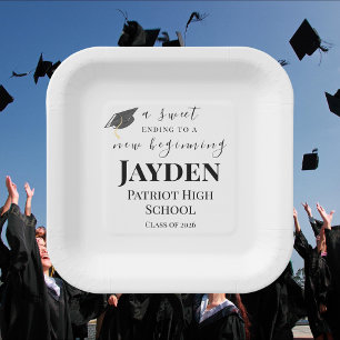 A Sweet Ending New Beginning Graduation Dessert Paper Plates