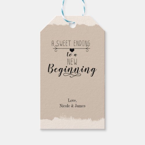 A Sweet Ending New Beginning Vintage Wedding Favor Gift Tags