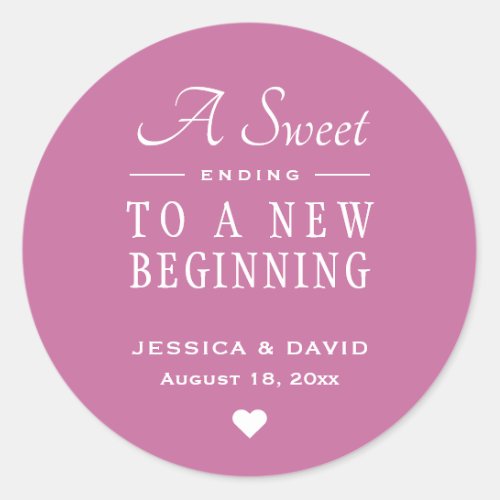 A Sweet Ending Pink Wedding Favor Sticker