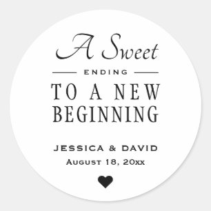 A Sweet Ending Simple Wedding Favor Sticker