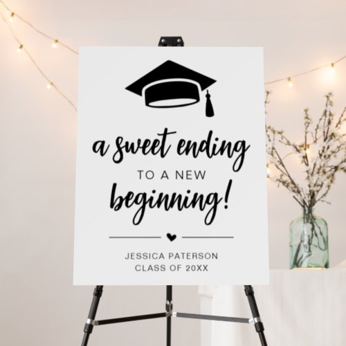 A Sweet Ending To A New Beginning Black White Chic Foam Board