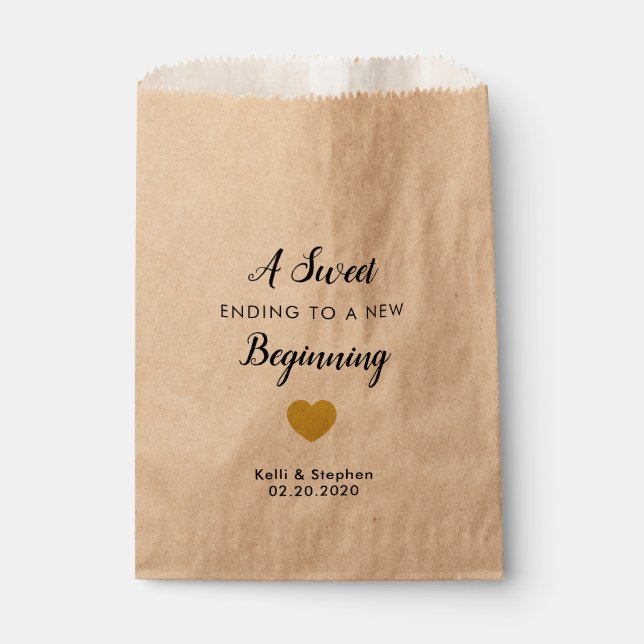 A Sweet Ending to a New Beginning Favor Treat Bags (Front)
