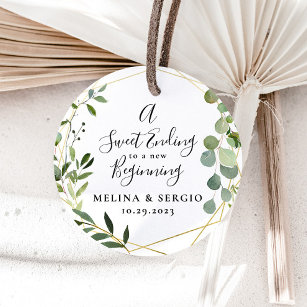 A Sweet Ending to A new beginning Gold Wedding  Classic Round Sticker