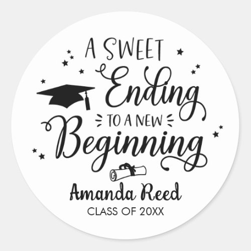 A Sweet Ending To A New Beginning Grad Sticker