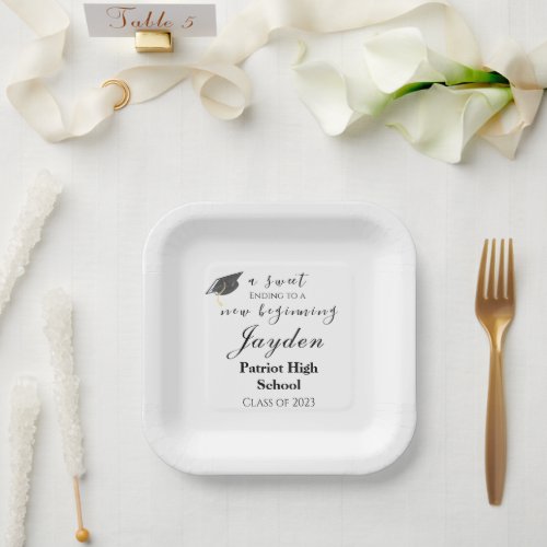 A Sweet Ending to a New Beginning Graduation Paper Plates