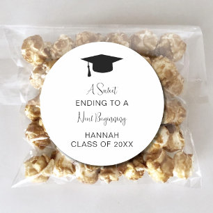A Sweet Ending To A New Beginning Graduation Party Classic Round Sticker