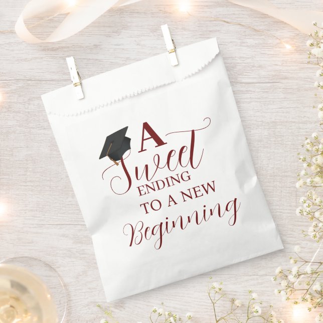 A sweet ending to a new beginning graduation party favor bag (Clipped)