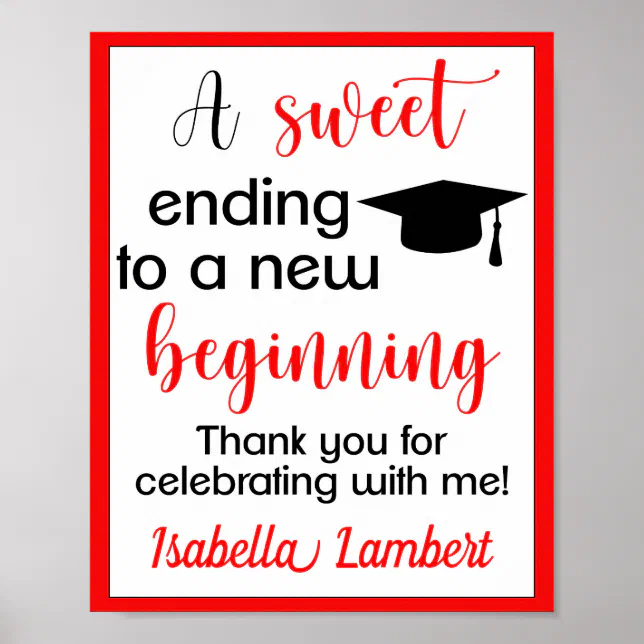 A Sweet Ending to a New Beginning Graduation Poster | Zazzle a-sweet-ending-to-a-new-beginning-graduation-poster-zazzle