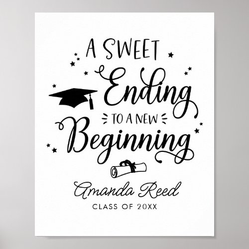 A Sweet Ending To A New Beginning Graduation Sign
