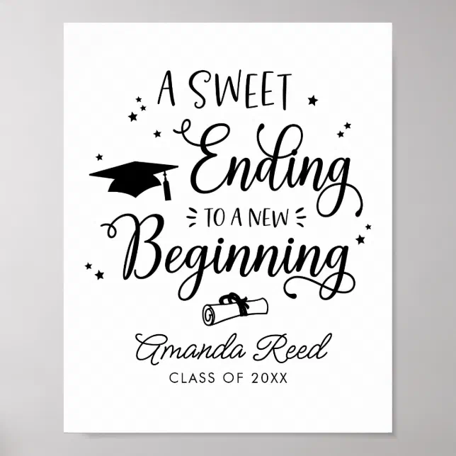 A Sweet Ending To A New Beginning Graduation Sign | Zazzle a-sweet-ending-to-a-new-beginning-graduation-sign-zazzle