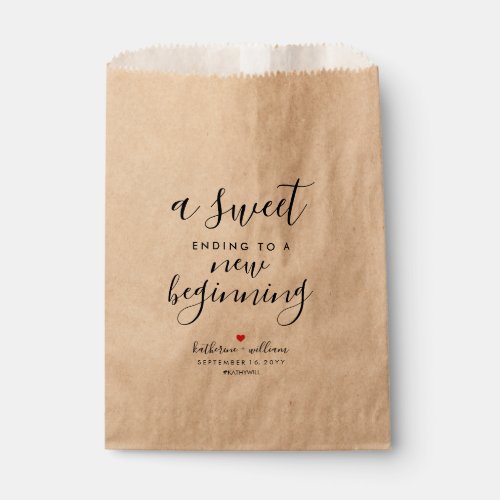 A Sweet Ending To a New Beginning Rustic Wedding Favor Bag