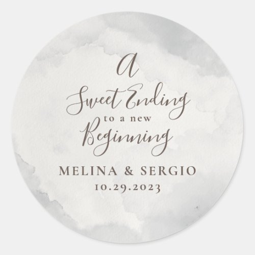 A Sweet Ending to A new beginning Wedding  Classic Classic Round Sticker