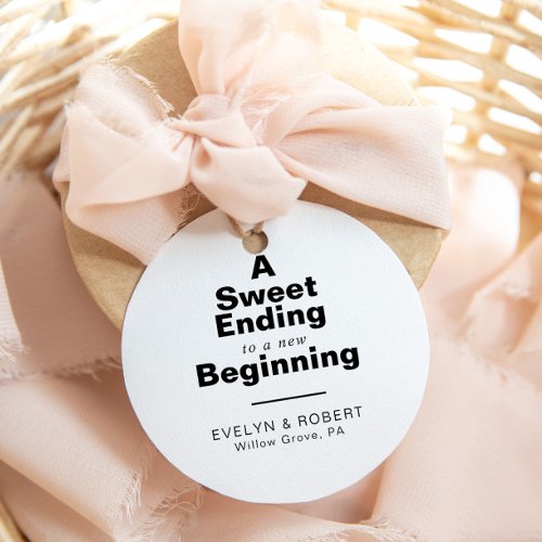 A Sweet Ending to A new beginning Wedding   Classic Round Sticker