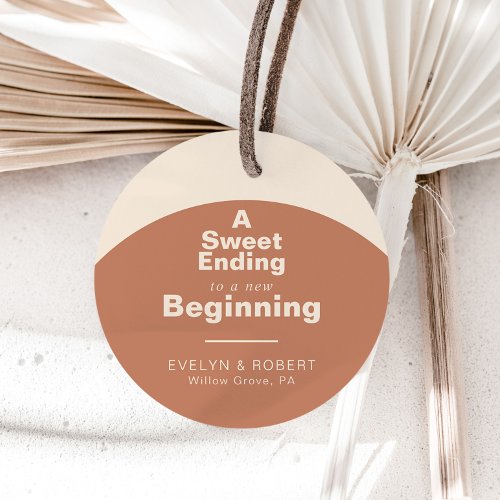 A Sweet Ending to A new beginning Wedding  Classic Round Sticker