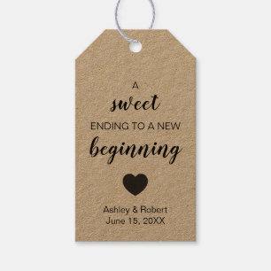 A Sweet Ending to a New Beginning Wedding Favor Gift Tags