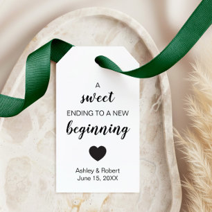 A Sweet Ending to a New Beginning Wedding Favor Gift Tags