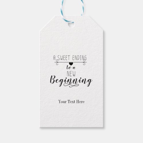 A Sweet Ending to a New Beginning Wedding Favor Gift Tags