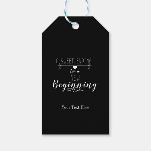 A Sweet Ending to a New Beginning Wedding Favor Gift Tags