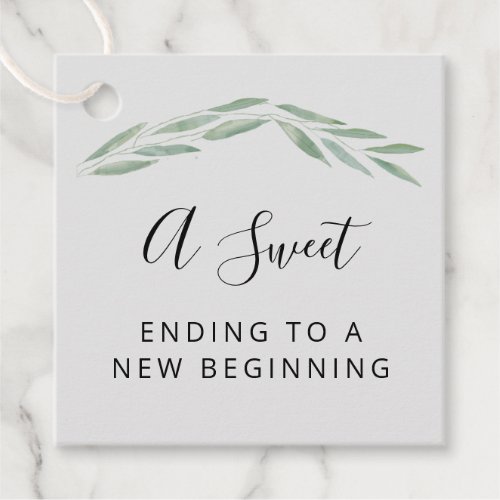 A Sweet Ending to a New Beginning Wedding Favor Tags