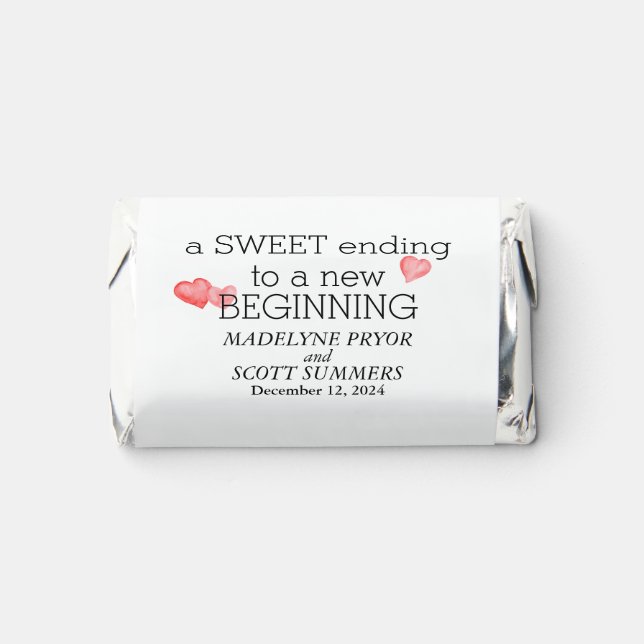 A Sweet Ending to a new Beginning Wedding Hershey's Miniatures (Front)