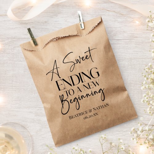A Sweet Ending To A New Beginning Wedding Treat Favor Bag