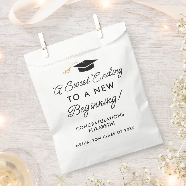 A Sweet Ending To New Beginning Graduation Favor Favor Bag (Clipped)