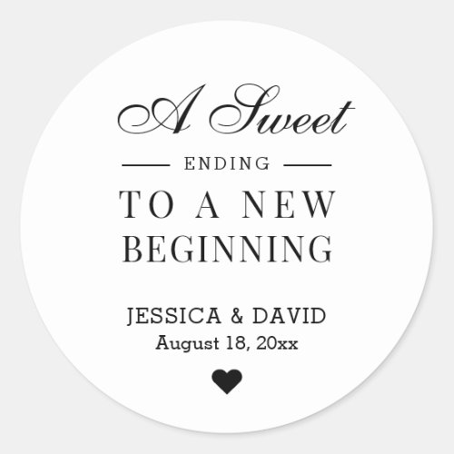 A Sweet Ending Wedding Favor Sticker