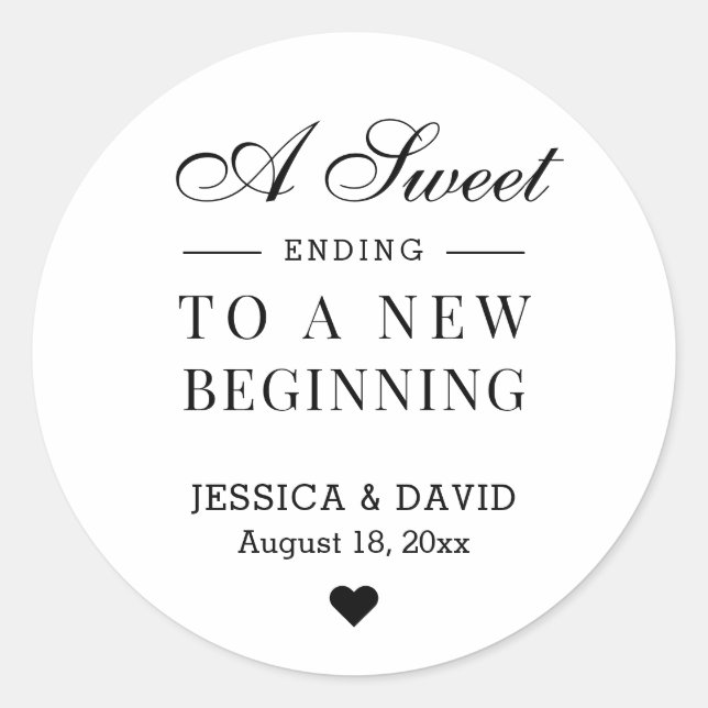 A Sweet Ending Wedding Favor Sticker (Front)