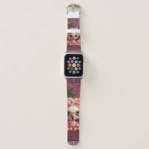A sweet flamingo in a tropical paraise apple watch band
