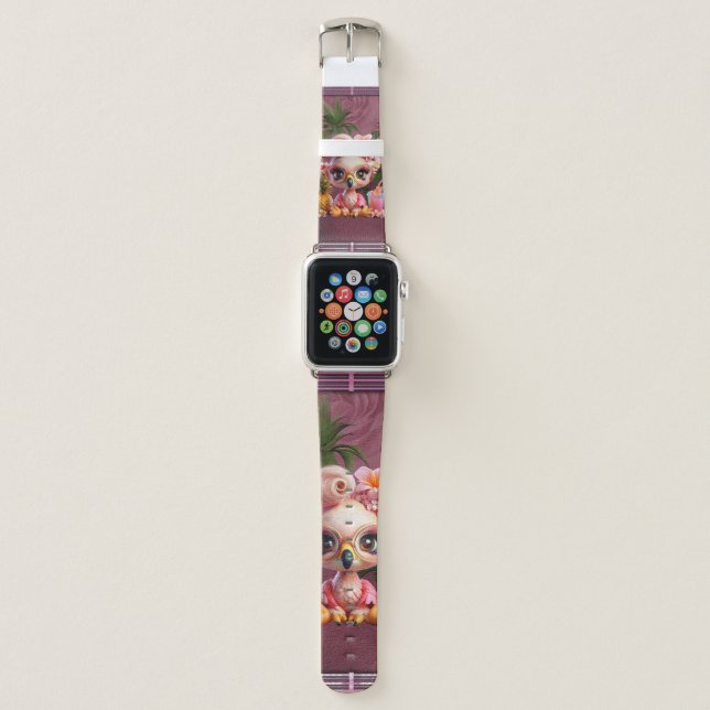 A sweet flamingo in a tropical paraise apple watch band (Front)