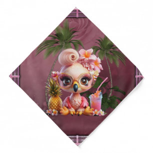 A sweet flamingo in a tropical paraise bandana