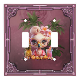 A sweet flamingo in a tropical paraise light switch cover