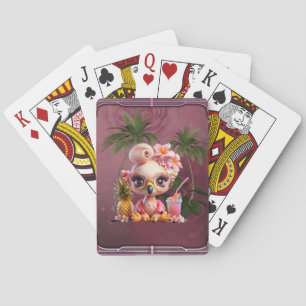 A sweet flamingo in a tropical paraise poker cards