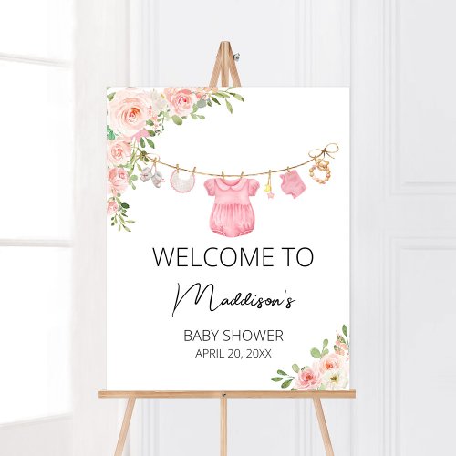 A Sweet Girl Baby Clothes Baby Shower Welcome Poster