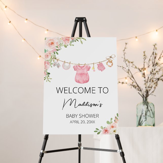 A Sweet Girl Baby Clothes Welcome Sign (In Situ (Stand))
