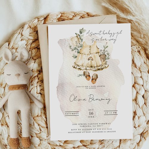 A Sweet Girl  Boho Baby Shower Invitation