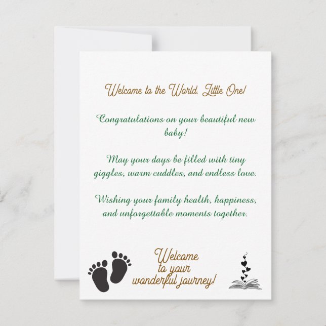 A Sweet Hello for a Brand New Baby Note Card (Back)
