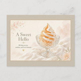 A Sweet Hello Soft Serve Sundae Postcard