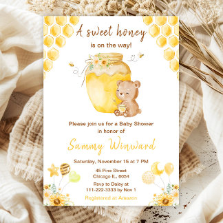 A Sweet Honey Bear Baby Shower Invitation