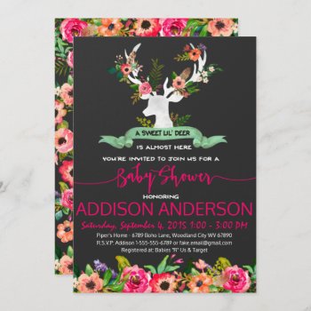 A Sweet Lil Deer Boho Chic Baby Shower Invitation by TiffsSweetDesigns at Zazzle