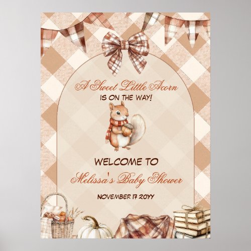 A Sweet Little Acorn Woodland Fall Baby Shower Poster