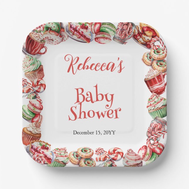 A Sweet Little Baby Candy Frame Baby Shower Paper Plates (Front)